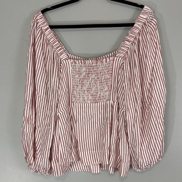 CAbi NWT 5890 Red White Striped Carnival Top Puff Sleeve Button Front Sz M - Picture 14 of 14